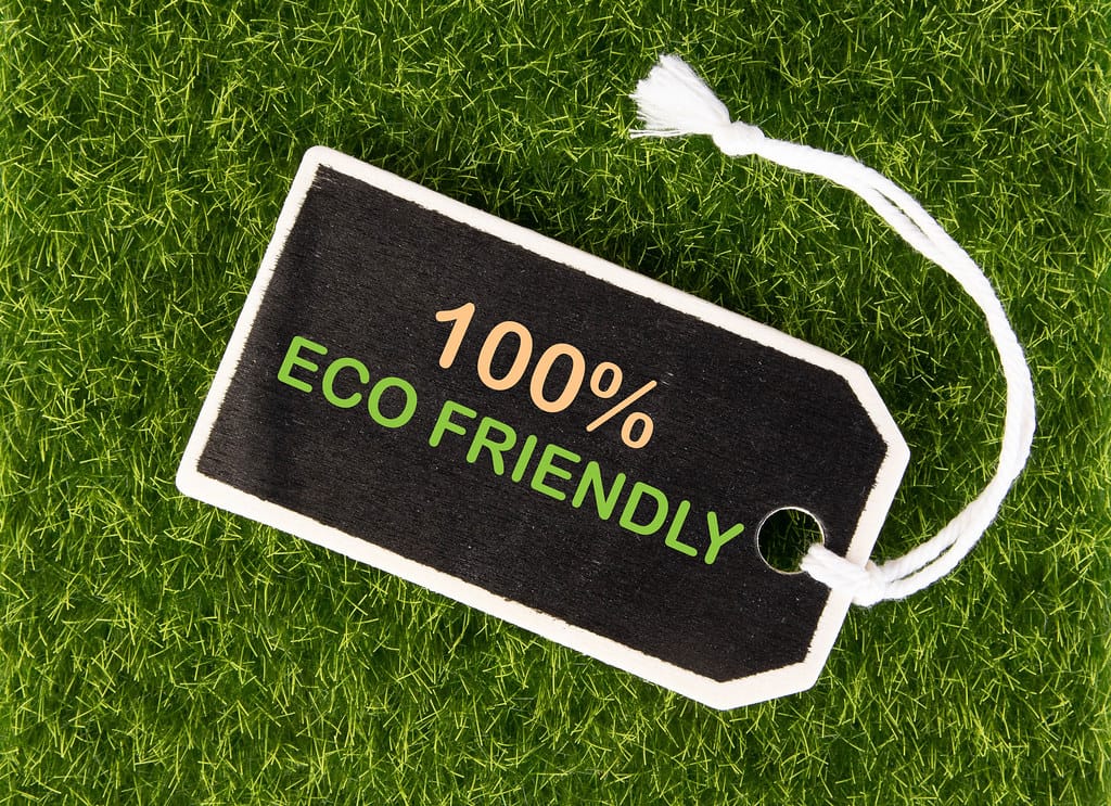 100% eco friendly tag on lawn
